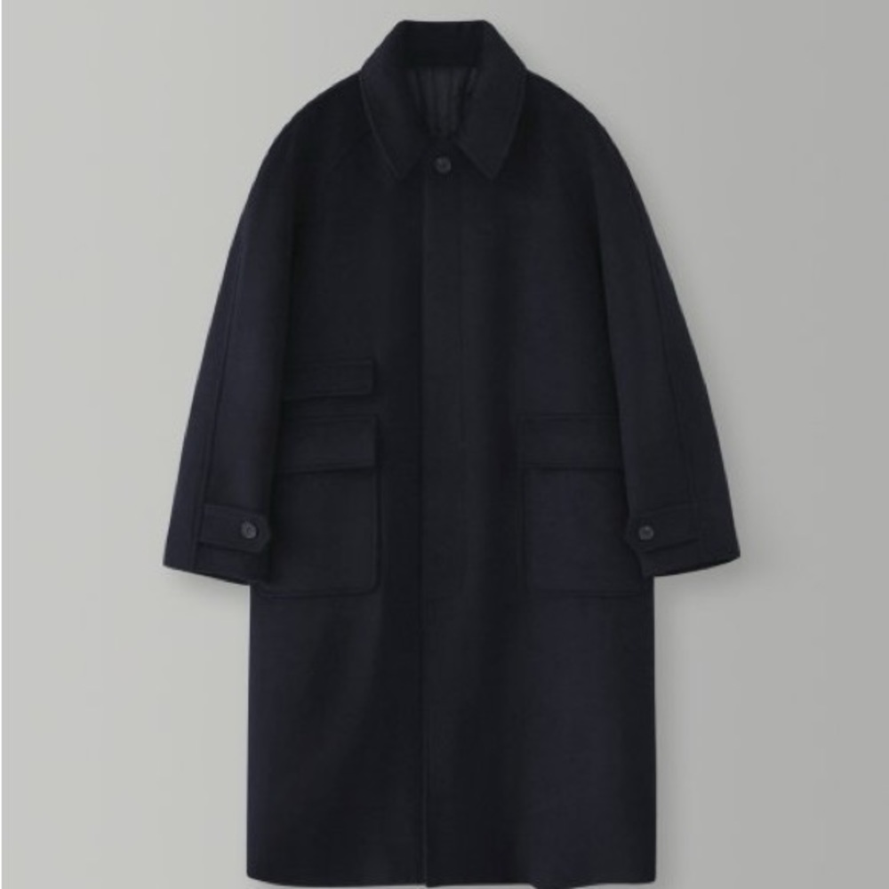 Woolrich Overcoat in Navy Blue